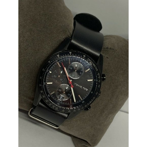 Michael Kors MK8386 Men Black Leather Analog Black main image 6
